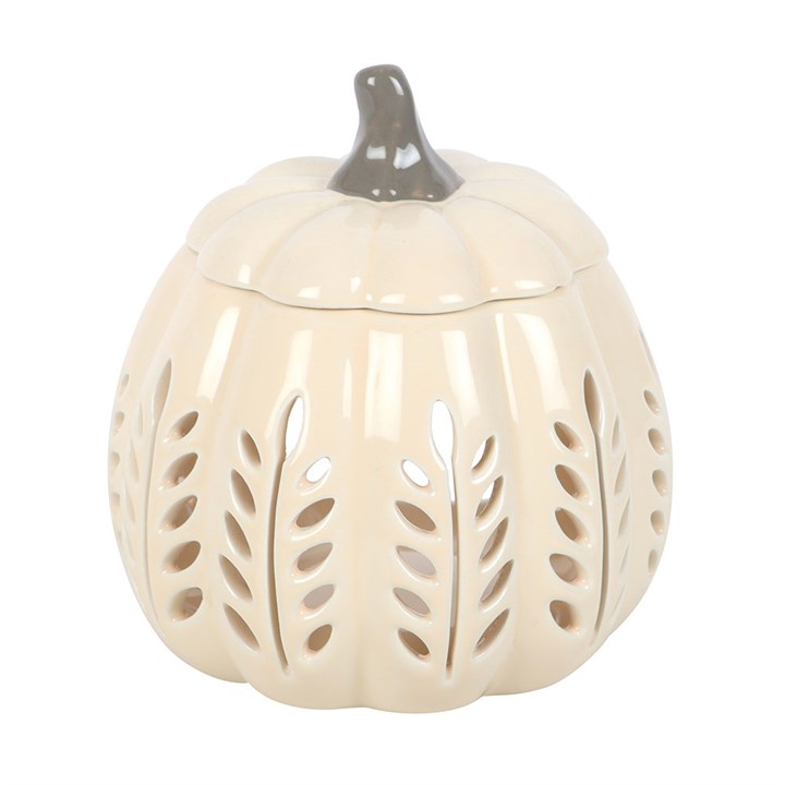 Cream Leaf Cut Out Pumpkin Burner
